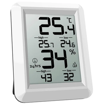 

Temperature Humidity Monitor, Digital Thermometer, Thermometer Hygrometer Indoor, ℃/℉ Switch, Lcd Screen, Min/Max Records, For W
