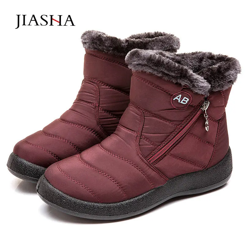 Водонепроницаемые теплые плюшевые зимние женские ботильоны 2020 однотонная обувь