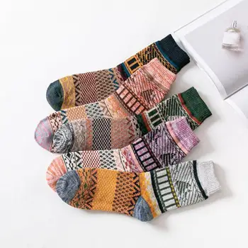 

Fashion Adults Wool Socks High-quality Durable Delicate Comfortable Retro Printed Autumn Winter Thicken Knit High Socks