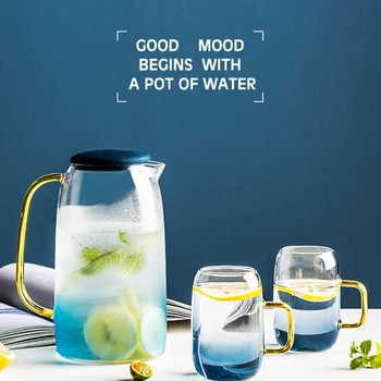 

Gradient Color Marble Cold Water Glass Bottle High Temperature Resistant Glass Jar Jug Kettle GHS99