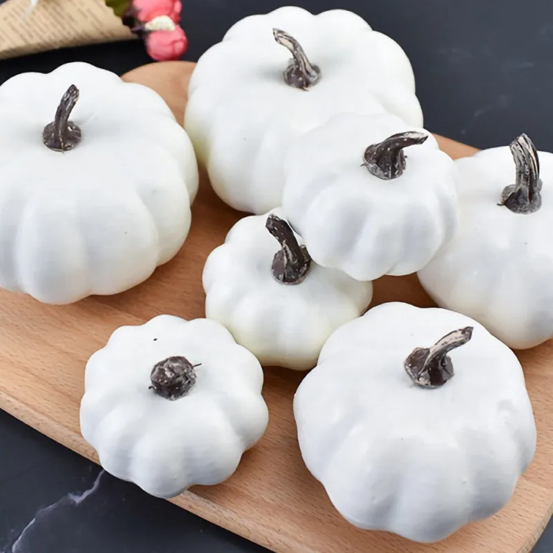 12Pcs Artificial Pumpkins Creative Lifelike Simulation Artificial Pumpkins Festive Wedding Halloween Party Home Decoration