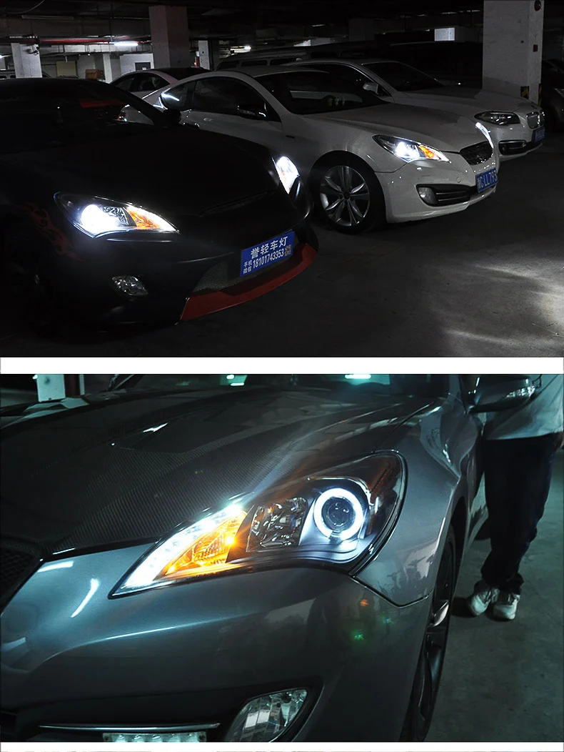 Автомобильный Стайлинг Головной фонарь для hyundai Genesis Coupe фары Rohens Светодиодный фонарь H7 D2H Hid вариант Ангел глаз би ксенон луч