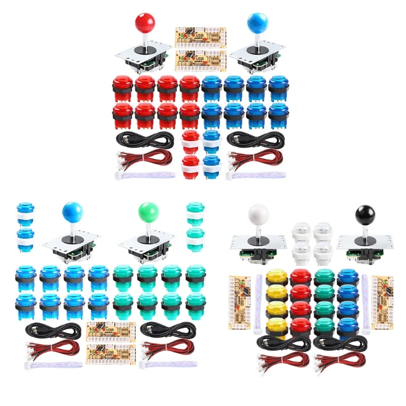 

270C DIY аркадная игра, комплект платы управления, 2 игрока, джойстик, игровые наборы с 20 светодиодный ными аркадными кнопками, 2 нулевой задержки, USB-кодировщик