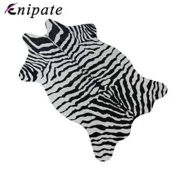 

Enipate Zebra/Cow Goat Printed Carpet Velvet Imitation Leather Rugs Cowhide Animal Skins Natural Shape Carpets Mats 110*75cm