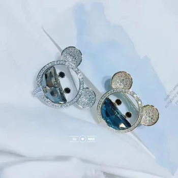 

Free Shipping Crystal Bear Head Brooch Cute Animal Pins and Brooches for Women Dress Coat Badges Jewelry Hot