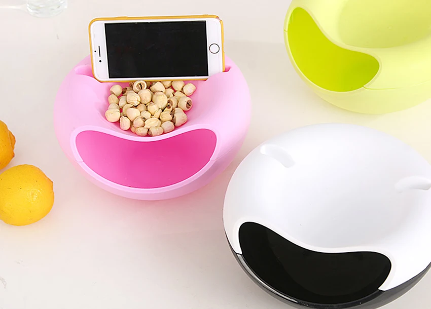 2 In 1 Lazy Snack Bowl With Phone Stand Holder-Pack Of 2