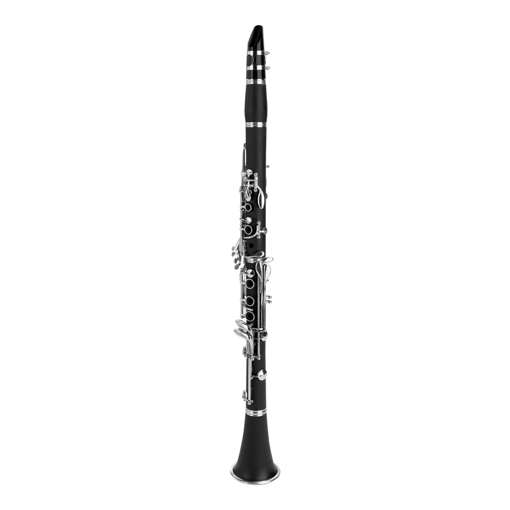 

Clarinet ABS 17 Key Bb Flat Soprano Binocular Clarinet with Cleaning Cloth Gloves Reed Screwdriver Case Woodwind Instrument