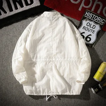 

Large Size F1029/P50 Coat Men Summer Drawstring Thin Tooling Jacket Men's Breathable Large Size outside