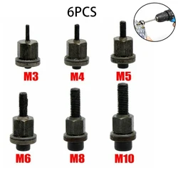 Ensemble de 6 têtes de pistolet à écrou, rivets à main, adaptateur de perceuse à écrou pour riveteuse aveugle M3 M4 M5 M6 M8 M10 outils à main en acier inoxydable 