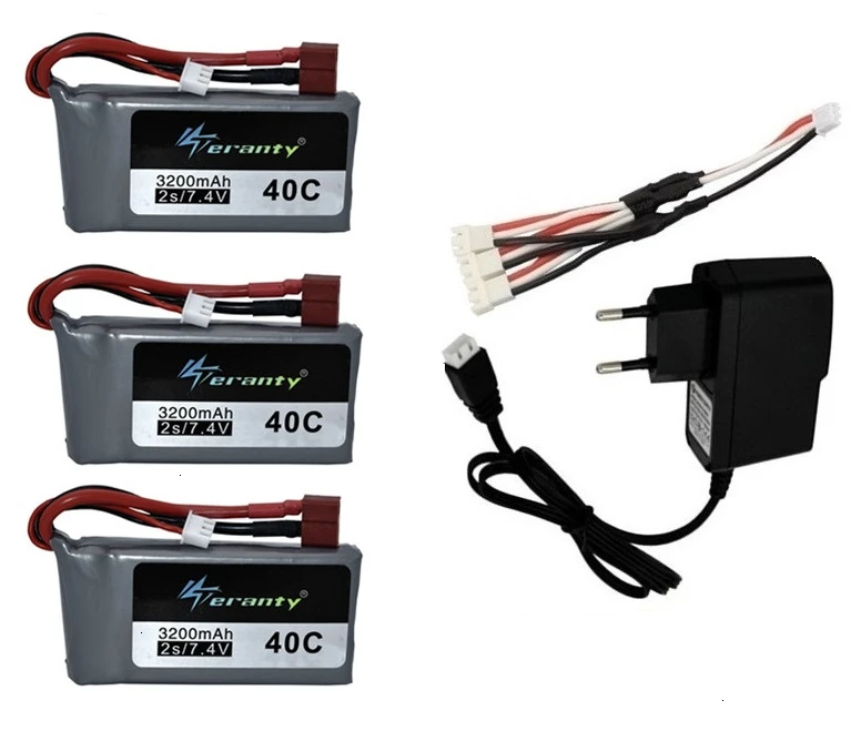 7,4 v 3200mah Lipo аккумулятор для Wltoys 12428 12423 RC четырехколесный RC автомобиль 1500mAH 7,4 v батарея Feiyue 03 Q39 RC часть зарядное устройство - Цвет: Красный