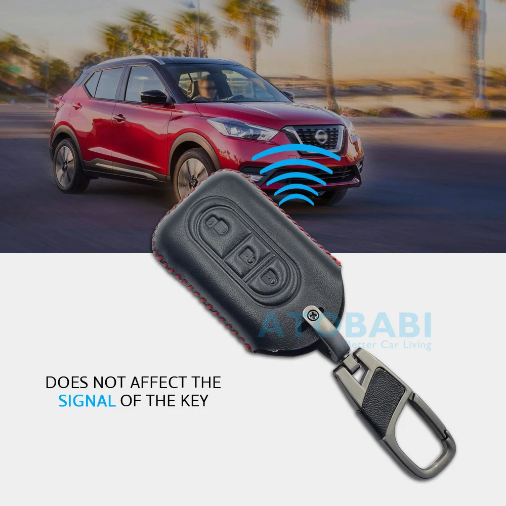 Кожаный чехол для автомобильного ключа Nissan Qashqai Micra Juke Navara Duke 2 кнопки смарт пульт