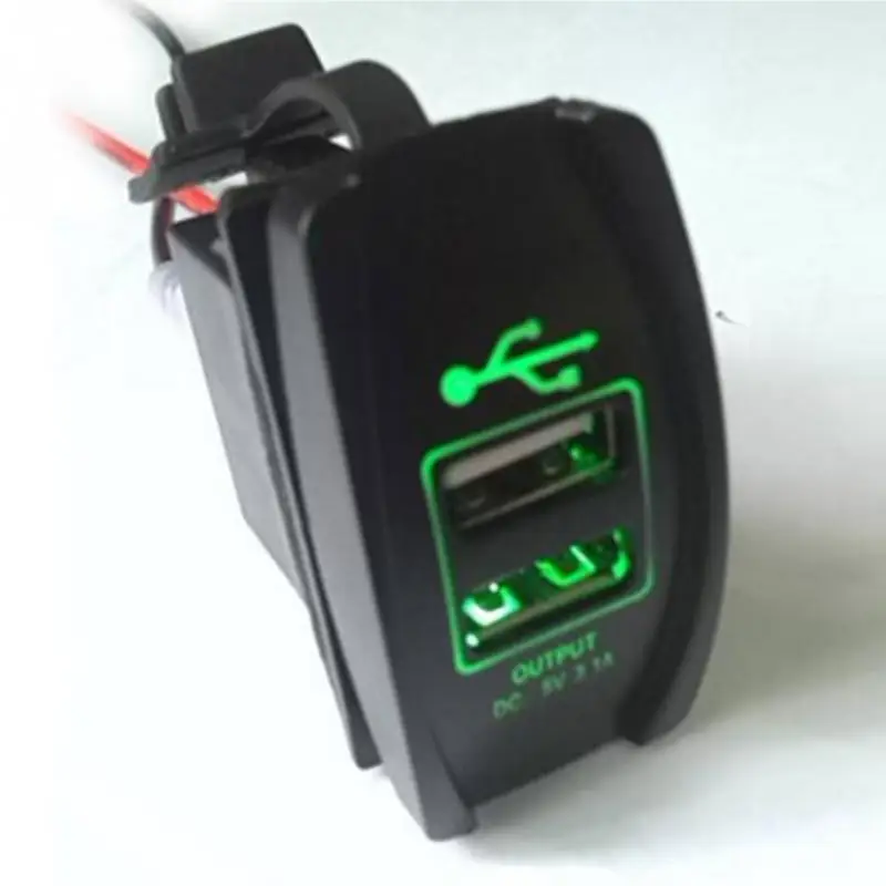 Автомобильный двойной USB розетка DC 12V 24V светодиодный гнездо индикатора Авто адаптер