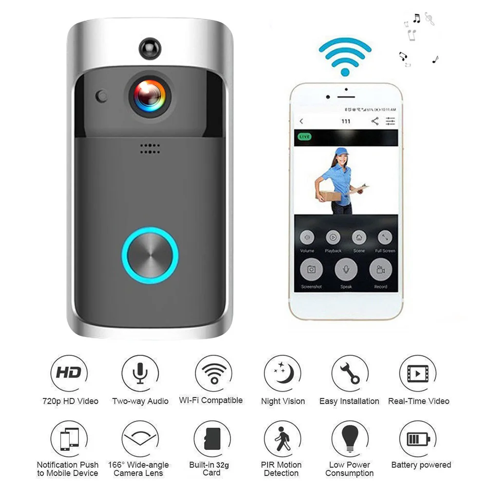 Умный wifi дверной Звонок камера IP видео домофон видео дверной звонок для квартиры ИК сигнализация беспроводная камера безопасности