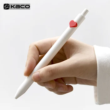 

KACOGREEN Alpha Plastic Gel Pen 0.5MM Black Gel Ink Pen Heart White Ballpoint Pen School Office Stationery /KACO Refill