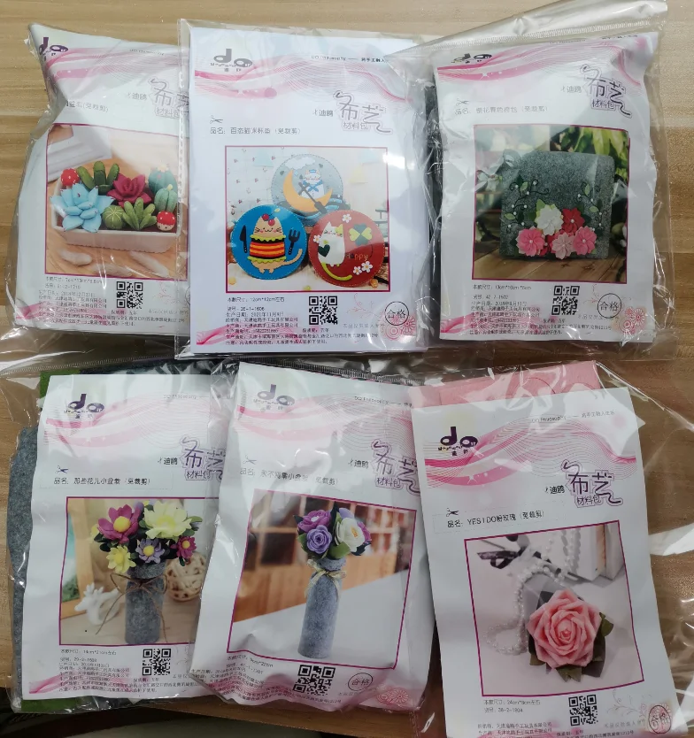 Sewing craft kit 5sets/lot random pattern kits Non-woven cloth Craft DIY Sewing set Felt Handwork Material DIY needlework supplies