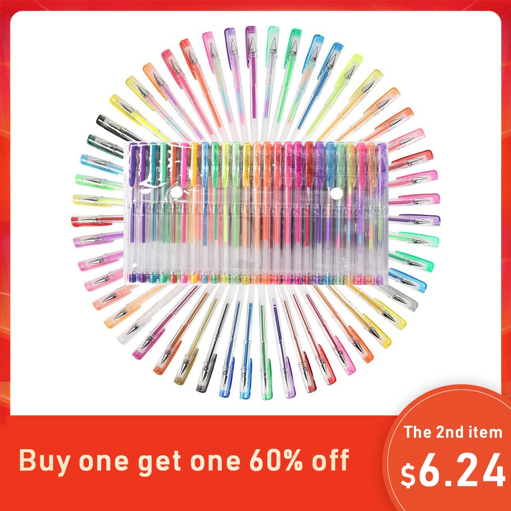 Billig 100 farbe Gel Pen Set Glitter Neon Metallic 0,8mm Zeichnung Kunst Stifte mit Faltbare Fall Schule Schreibwaren + Malerei buch Handschuh Geschenk