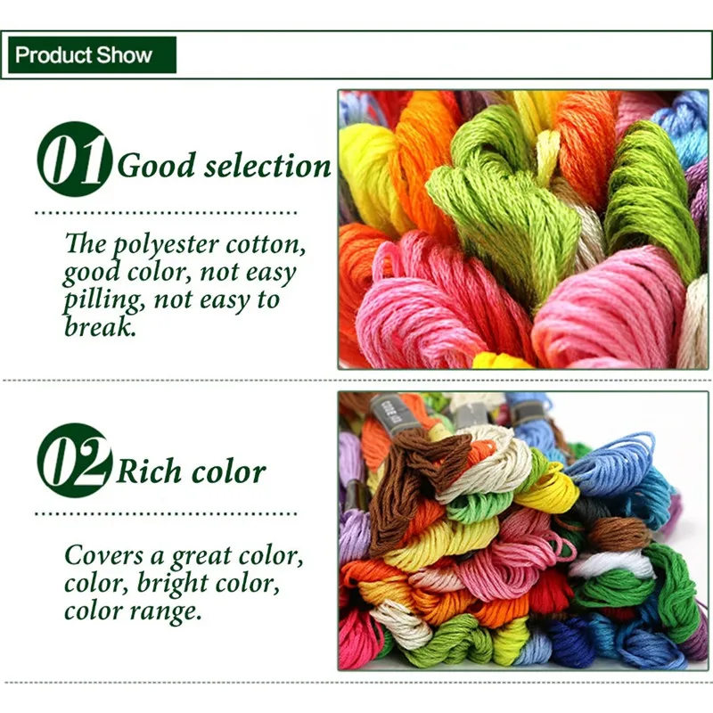 KOKNIT 100150200250pcs Cross Stitch Threads Random Rainbow Color Sewing Skeins Embroidery Thread Floss Skein DIY Sewing Tools (10)