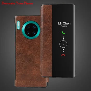 

Luxury View Window Flip Case For Huawei Mate 30 Pro Magnetic Real Genuine Leather Case For Huawei Mate30 Pro 5G Official Cover