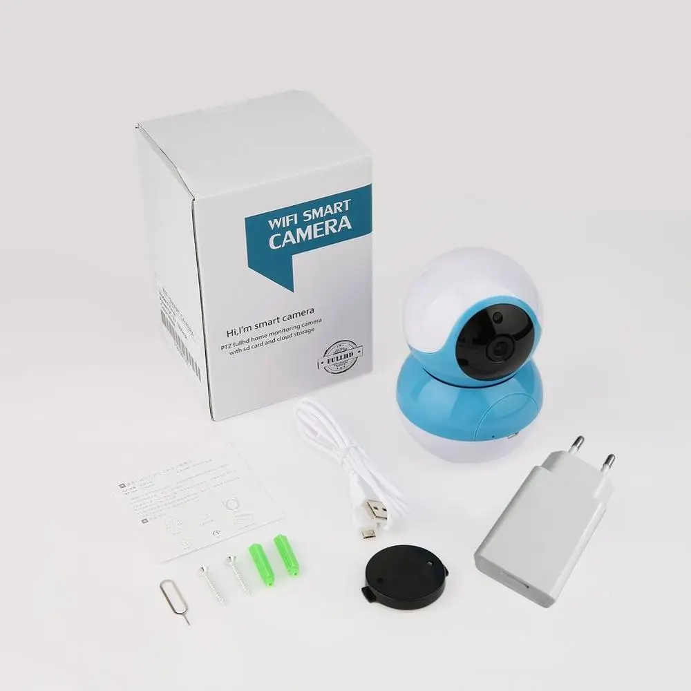 LESHP Wi-Fi умная ip-камера PTZ Full HD Домашний Детский монитор, камера наблюдения, безопасность, ночное видение, P2P сетевая видеокамера - Цвет: Blue EU plug
