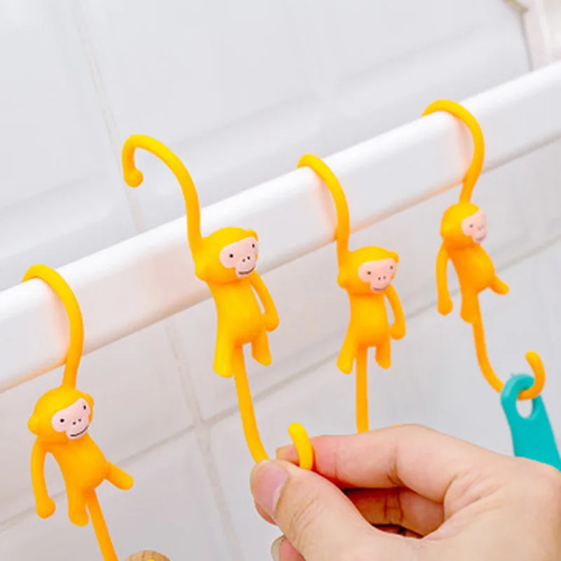 

Creative Cartoon Monkey Hooks for Kitchen Cabinet S-Shaped Hooks Decoration Bathroom Hangers Home Accessories Organization