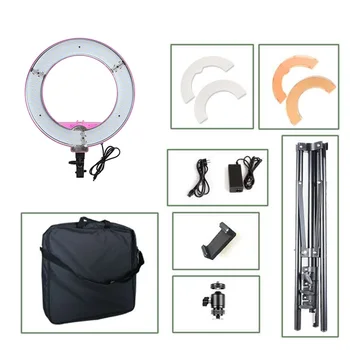 

14" 40W Video LED Dimmable Ring Continuous Light with Diffuser Power Adapter Orange Filter for Photographic studio