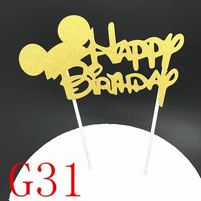 1 шт. креативный торт Топпер флаги с надписью Happy Birthday Красочные Микки золото для семьи для именинного пирога приборы для декорации выпечки - Цвет: 23