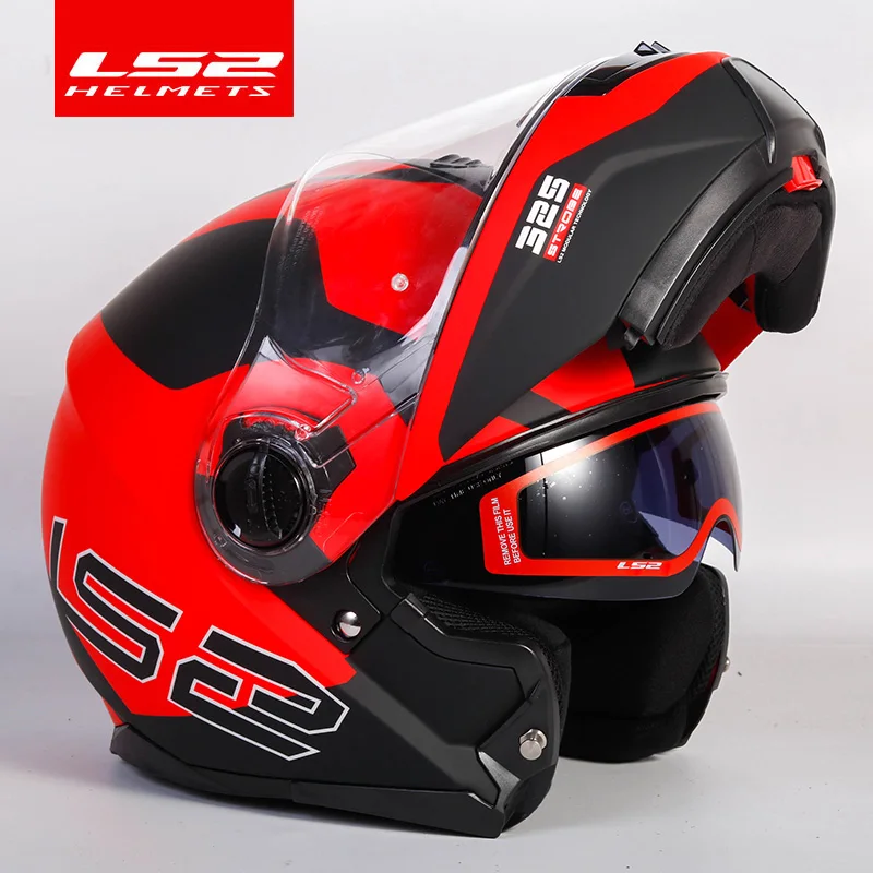 LS2 FF325 стробоскоп флип мотоциклетный шлем двойной объектив козырек Capacete Cascos Moto Casques - Цвет: M Red superman