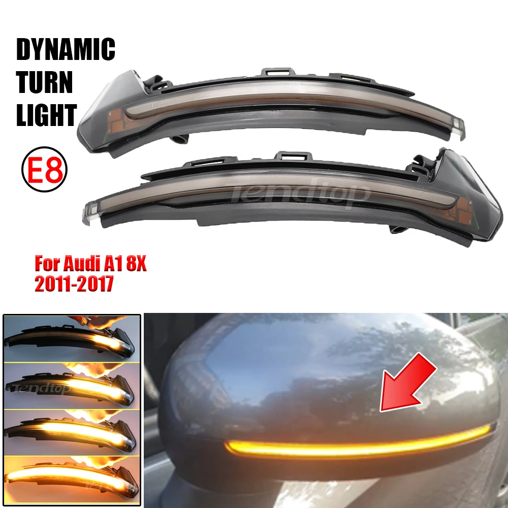 Amber LED Dynamic Turn Signal Blinker Sequential Side Mirror Indicator Light For Audi A1 8X 2011