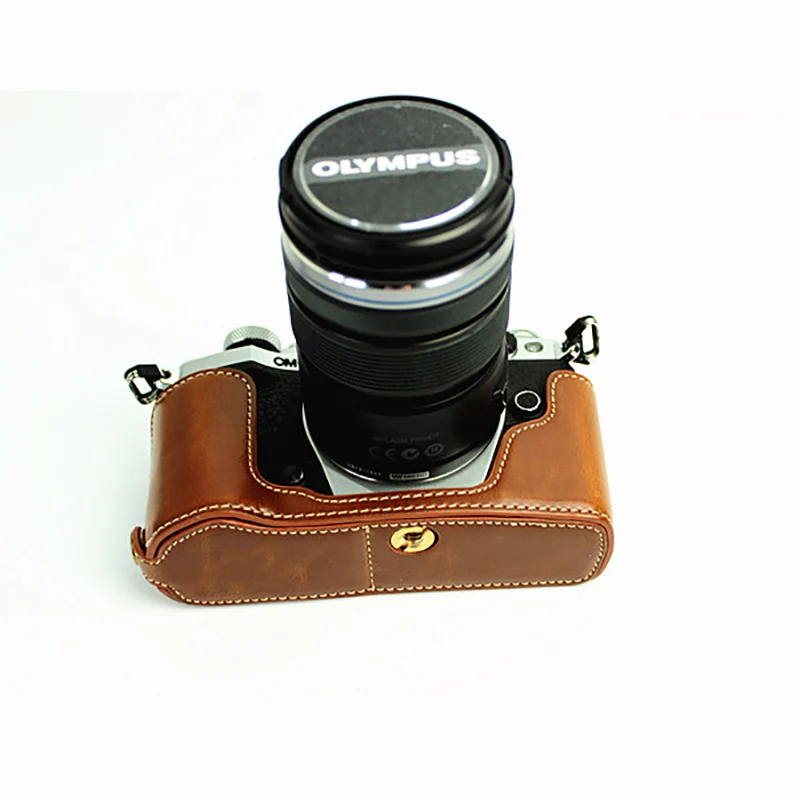 Из искусственной кожи чехол Половина крышка Камера сумка для Olympus E-M5 Mark ii EM5 MarkII em5II протектор оболочки с отверстием батареи