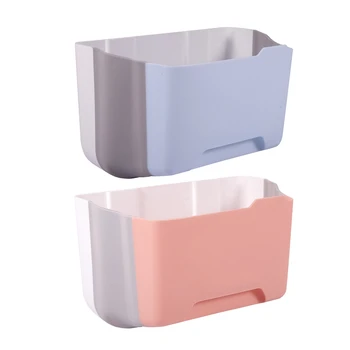 

Kitchen Hanging Trash Can Wall Mounted Folding Waste Bin Kitchen Cabinet Door Hanging Trash Bin Portable Trash-Pink