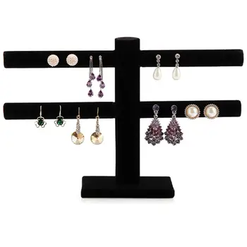 

Multi Layers T-Bar Velvet Ring Earrings Stud Jewelry Stand Holder Display Rack
