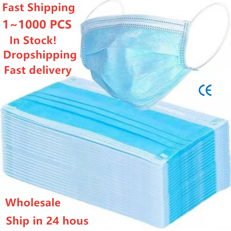 

1~1000 Pcs 3 Layer Disposable Protective Face Mouth Masks Anti PM2.5 Facial Dust-Proof Safety Masks Dust Mask FFP Protection NEW
