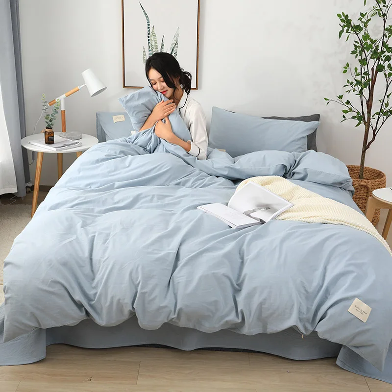 qianlan Домашний взрослый пододеяльник мытое хлопковое стеганное одеяло king size 220x240 см пододеяльник комплект постельного белья цельный - Цвет: qianlan