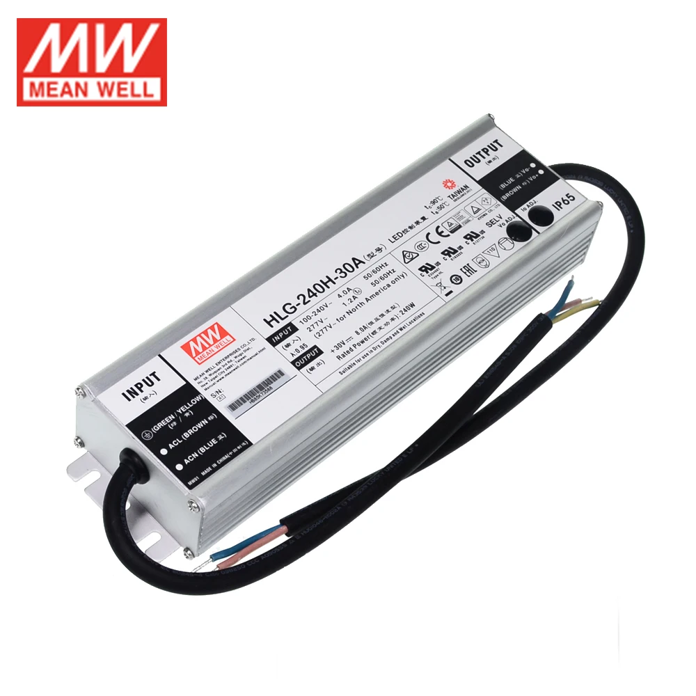 MEAN WELL Светодиодный источник питания HLG-240H-30A 30 в регулируемый светодиодный