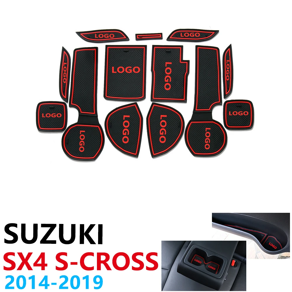

Anti-Slip Rubber Cup Cushion Door Groove Mat for Suzuki SX4 S-Cross 2014~2019 Accessories mat for phone