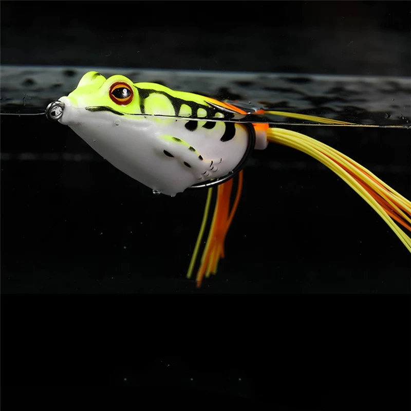 55mm 12g Top Mine Frog-shaped Crank Rocker For Fishing Soft Bait Plastic Fishing Foam Soft Bait With Artificial Treble Hook