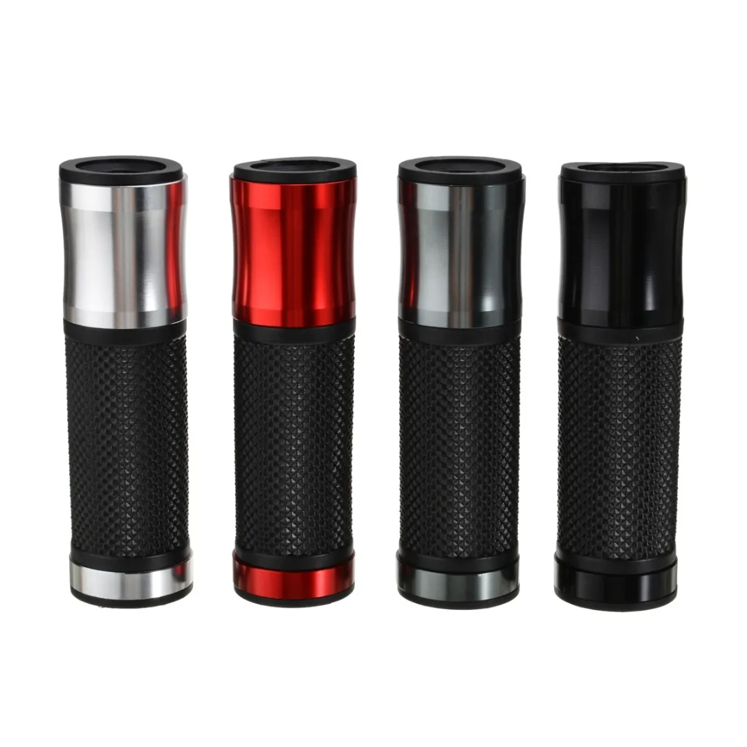 Hot 1 Pair Motorcycle 7/8" Left & Right Hand Grips CNC Aluminum Rubber Gel Hand Grip For 7/8 inch Standard Handlebar