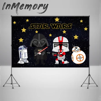 

Cartoon Photography Backdrops Planet Star Wars Baby Shower Happy Birthday Photoshoot Background for Photo Studio