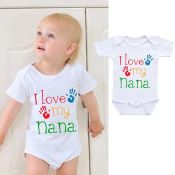 

Cute I Love My Nana Letters Printed Newborn Infant Baby Boys Girls Short Sleeve Romper Jumpsuit Cotton Baby Clothes For 0-24M