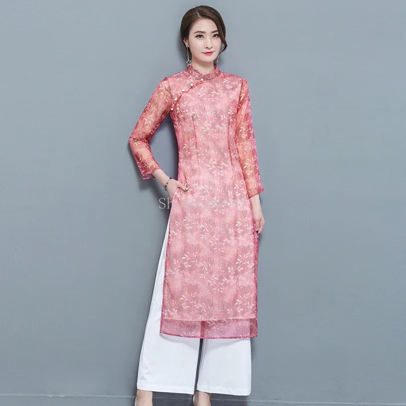 Женский шифоновый Aodai традиционная одежда из Вьетнама аозай вьетнамские халаты и