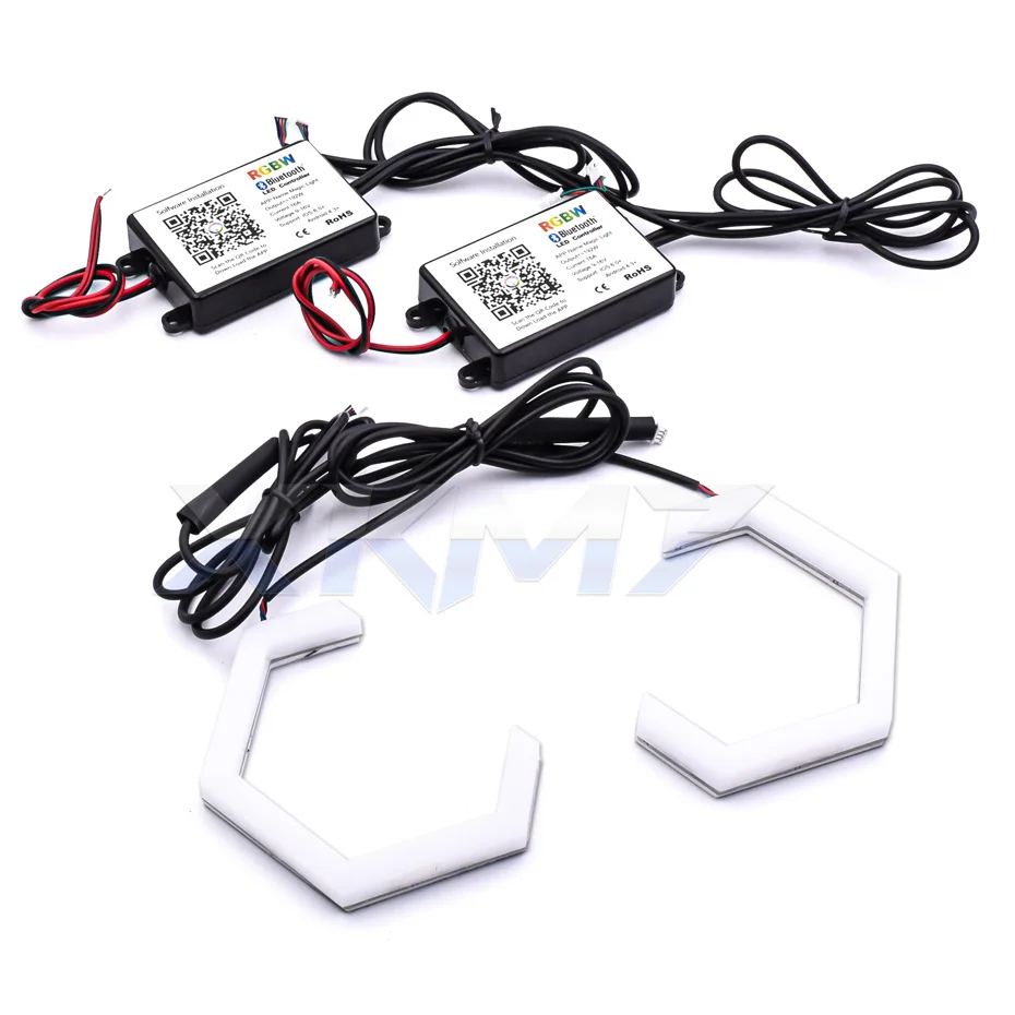 Qasi 1 Coppia Di LED COB Fari Angel Eyes Con Copertura In Plastica - Foto 4