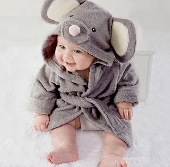 

Cute Boys Girls Animal Ears Bathrobe Hooded Bath Robes Towel Infant Baby Long Sleeve Hoodies Belt Bathing Robes Sleepwear 1-5Y