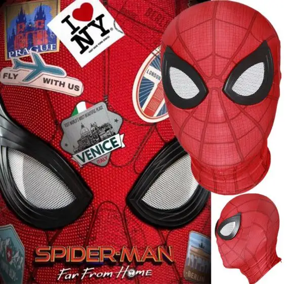 only mask Костюм Человека-паука вдали от дома для косплея Детский/взрослый костюм Человека-паука с 3D принтом - Цвет: only mask