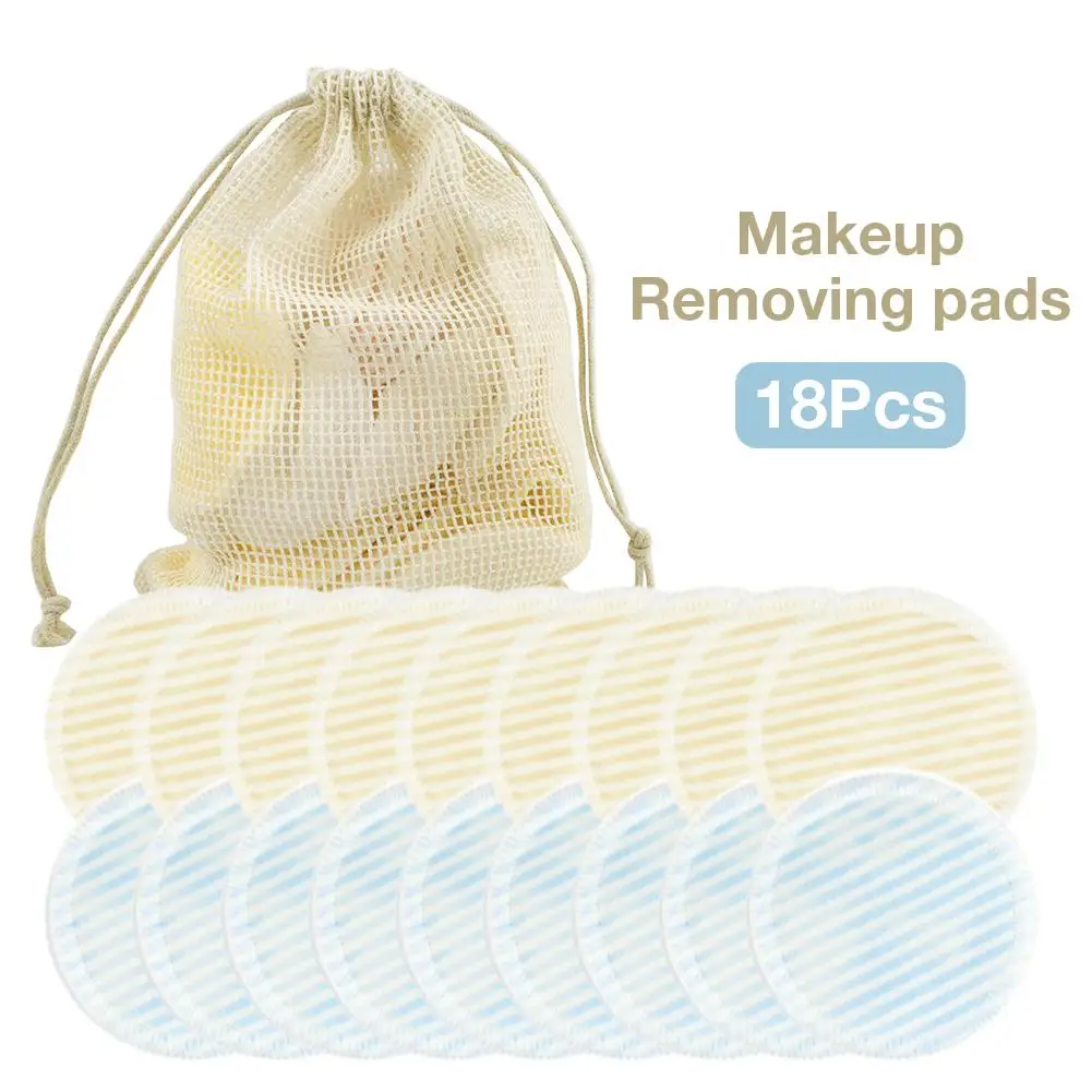 

18Pcs/bag Reusable Cotton Pads Makeup Facial Remover Double Layer Wipe Pads Nail Art Cleaning Pads Washable Cotton Pad