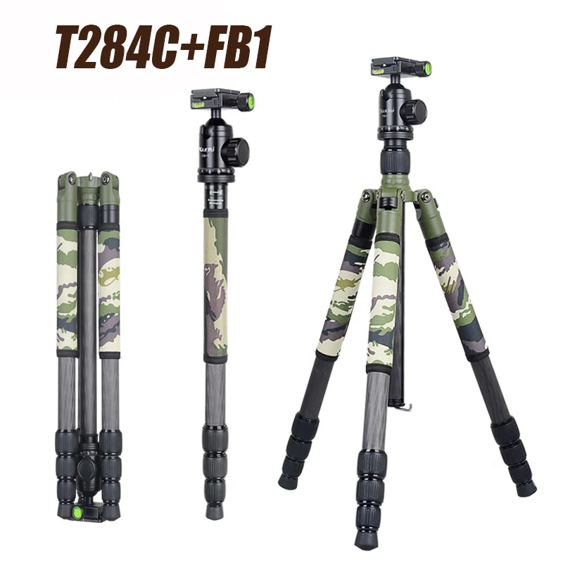 XILETU T284C + FB1 Camo Профессиональный штатив из углеродного волокна съемный монопод с