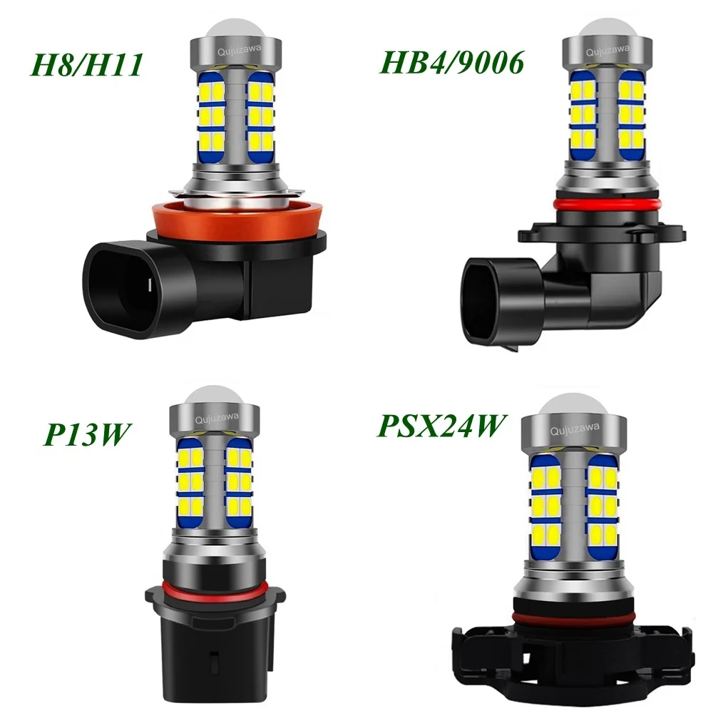 LED Bulbs 2Pcs H8 H11 HB4 9006 P13W PSX24W Auto Anti Fog Lamps Car Driving Running Light Front Foglamp 6000K White