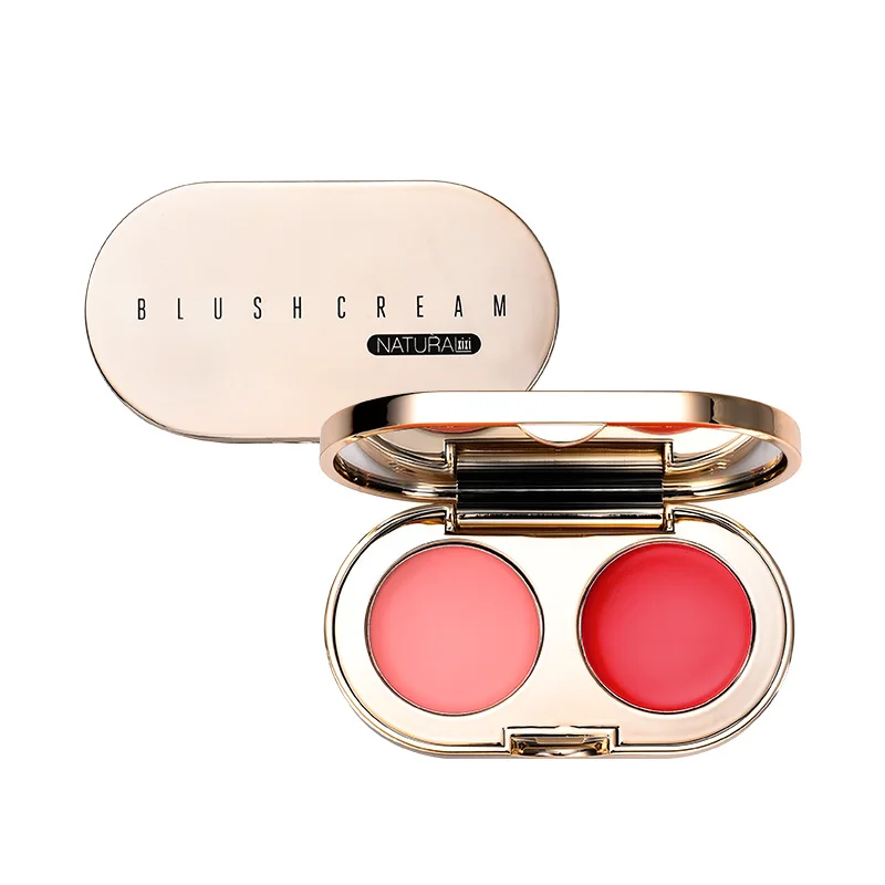 

Blush Palette Two-Tone Blush Cream Palette Brighten Skin Color Long-Lasting Shine Double-Color Blusher Face Makeup*u