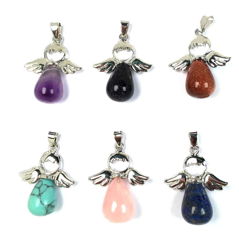 

Natural Stones crystal Pendant Angel Pendants Water drop shape Exquisite charms for Jewelry Making DIY Necklaces Accessories