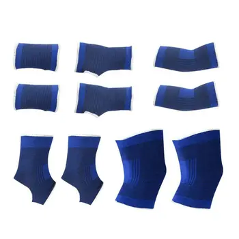 5Pcs Sport Protector Kits Basketbal Volleybal Polsband Palm Elleboog Knie Pad Ankle Brace Protector
