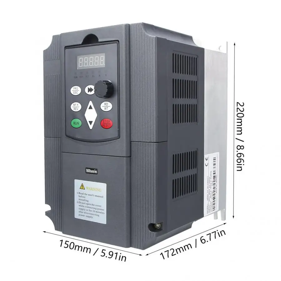 VFD 1.5KW-11KW 50hz to 60hz single phase 220v and 3 phase 380v ac frequency converter inverter for motor speed control